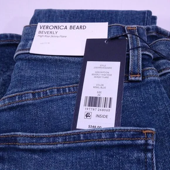 Veronica Beard Beverly High Rise Skinny Flare Jeans 25 NWT 348 Rebel Blue - Picture 6 of 16